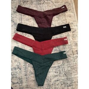 Lot Of 4 Victoria Secret Pink Seamless Thing Panty Underwear Sz Medium
